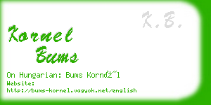 kornel bums business card